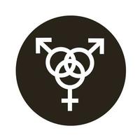 biseksueel man geslacht symbool van seksuele geaardheid blok stijlicoon vector
