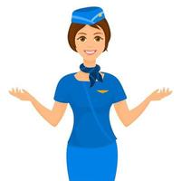 stewardess in uniform meisje cabinepersoneel vector