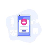 online medische verzekering mobiele app vector icon