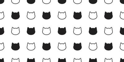 kat naadloos patroon vector hoofd katje calico sjaal geïsoleerd herhaling behang tekenfilm tegel achtergrond illustratie zwart wit