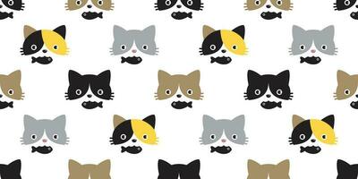kat naadloos patroon vector calico vis hoofd zwart katje huisdier herhaling behang tekenfilm tegel achtergrond sjaal geïsoleerd illustratie