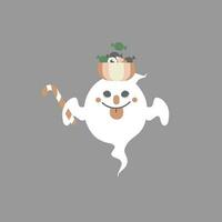 gelukkig halloween vakantie festival met geest, snoep riet en pompoen, vlak vector illustratie tekenfilm karakter ontwerp