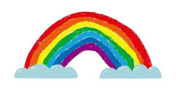 regenboog kinderen trek stijl geïsoleerd Aan wit vector