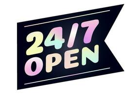 24 uren Open sticker holografie brief stijl vector