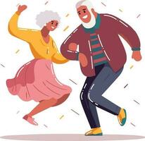 hand- getrokken gelukkig ouderen paar dansen in vlak stijl vector