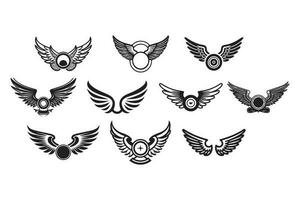 hand- getrokken wijnoogst Vleugels logo in vlak stijl vector