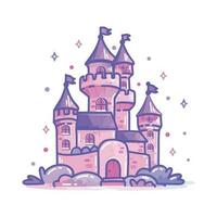 hand- getrokken halloween kasteel in vlak stijl vector