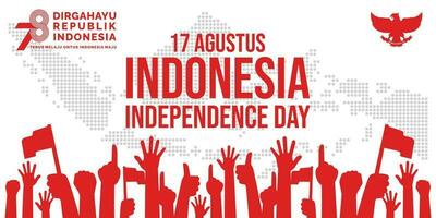 17 augustus. Indonesië gelukkig onafhankelijkheid dag banier, groet kaart, achtergrond vector. dirgahayu republik Indonesië vector