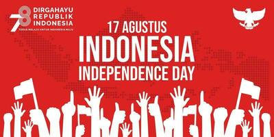 17 augustus. Indonesië gelukkig onafhankelijkheid dag banier, groet kaart, achtergrond vector. dirgahayu republik Indonesië vector