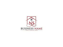 luxe NS huis logo, eerste echt landgoed gebouw NS logo brief vector