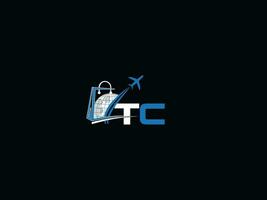 kleurrijk globaal tc reizen logo icoon, minimalistische lucht tc logo brief ontwerp vector