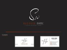 minimaal luxe sw handtekening logo, eerste bedrijf sw logo brief vector kunst