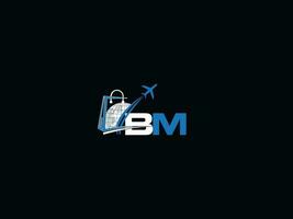 brief bm logo icoon, eerste minimalistische bm reizen logo symbool vector