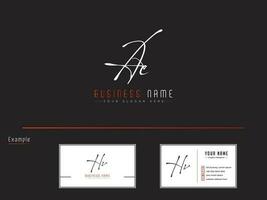 luxe ae logo icoon, eerste handtekening brief ae logo met bedrijf kaart vector