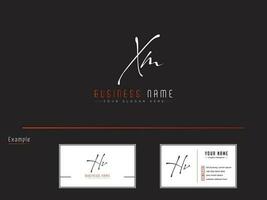 minimalistische xm handtekening brief logo met bedrijf kaart, eerste luxe xm logo icoon ontwerp vector