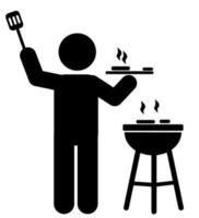 illustratie en stok figuur icoon zijn barbecueën vector
