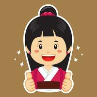 gelukkig Japans karakter sticker vector
