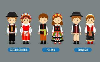 reeks van Europese mensen vervelend traditioneel kleding vector