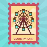 Flat County Fair Ferris Wheel stempel vectorillustratie vector