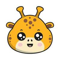 giraffe glimlachen gezicht sticker emoticon hoofd geïsoleerd vector