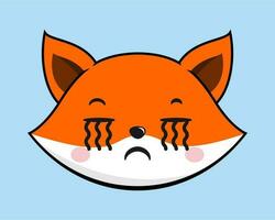 vos huilen gezicht hoofd kawaii sticker vector