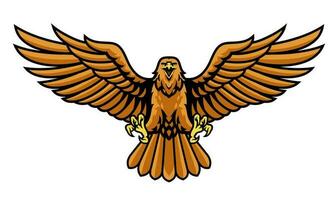 majestueus gouden adelaar mascotte verspreidt haar Vleugels vector