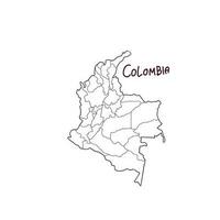 hand- getrokken tekening kaart van Colombia. vector illustratie