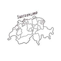 hand- getrokken tekening kaart van Zwitserland. vector illustratie