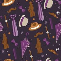 naadloos patroon met Mannen accessoires in Purper en bruin kleuren.vector grafiek. vector