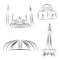 mausoleum van quaid-e-azam , Pakistan monument , faisal moskee , minar e Pakistan vector ontwerp banier en 14 augustus Pakistan onafhankelijkheid dag banier