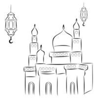 vector zwart en wit moskee PNG en masjid vector PNG en Ramadan kareem banier ontwerp of lantaarn vector zwart lantaarn PNG