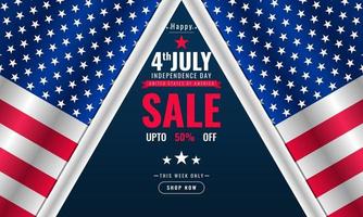 4 juli onafhankelijkheidsdag achtergrond verkoopbevordering reclamebanner sjabloon met Amerikaanse vlag ontwerp vector