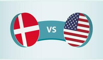 Denemarken versus Verenigde Staten van Amerika, team sport- wedstrijd concept. vector