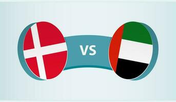 Denemarken versus Verenigde Arabisch emiraten, team sport- wedstrijd concept. vector