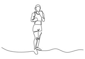 portret van vrouw bokser, boksen een lijn tekening thema, vector