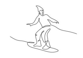 Mens vervelend ski kostuum een lijn tekening doorlopend hand- getrokken sport vector