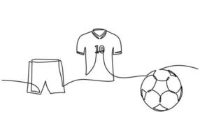 voetbal uniform een lijn tekening doorlopend hand- getrokken sport thema vector