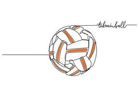 takraw bal een lijn tekening doorlopend hand- getrokken sport thema voorwerp vector