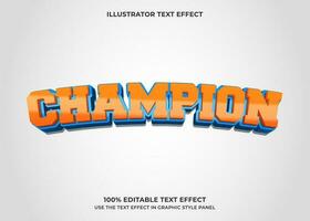 bewerkbare kampioen 3d vector tekst effect
