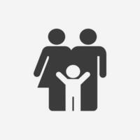 ouder en kind icoon vector. familie, mensen, lid, verzekering, moeder, zoon, vader, generatie, persoon, kind symbool teken vector