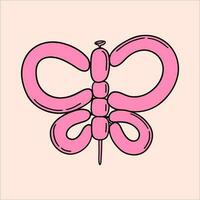 roze tekenfilm ballon vlinder vector