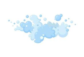 schuim gemaakt van zeep of wolken. blauw schuim en bubbels voor schoonmaak. vector illustratie