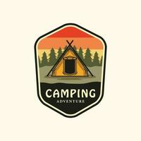 camping wijnoogst insigne logo vector