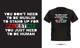 modern t-shirt ontwerp. t-shirt over Palestina. voorkant visie zwart t-shirt mockup vector