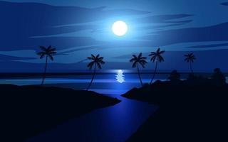 tropisch strand nacht landschap vector