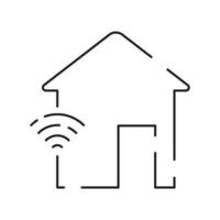 verzameling van slim huis lineair pictogrammen - controle van verlichting, verwarming, lucht conditionering. reeks van huis automatisering en afgelegen toezicht houden symbolen getrokken met dun contour lijnen. vector illustratie.