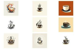 koffie kop vector logo ontwerp, premie koffie winkel logo. cafe mok pictogram, koffie illustratie icoon