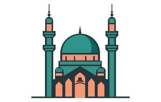 moskee gemakkelijk icoon, Islamitisch aanbidden plaats, moslim symbolen, vector illustratie, modern vlak elegant Islamitisch moskee gebouw, geschikt voor diagrammen