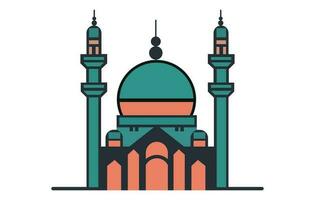 moskee gemakkelijk icoon, Islamitisch aanbidden plaats, moslim symbolen, vector illustratie, modern vlak elegant Islamitisch moskee gebouw, geschikt voor diagrammen