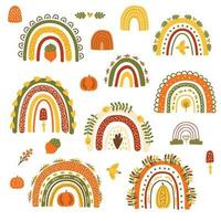herfst decoratief hand- getrokken element set. vector vallen regenbogen verzameling, pompoen. dankzegging symbolen, vallen schattig bogen illustratie.oranje regenbogen in kinderachtig stijl.
